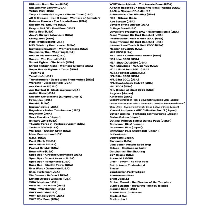 True Blue Mini Crackhead Pack 32G Fight Pack PS ONE MINI herná knižnica nostalgia jednoduchá inštalácia