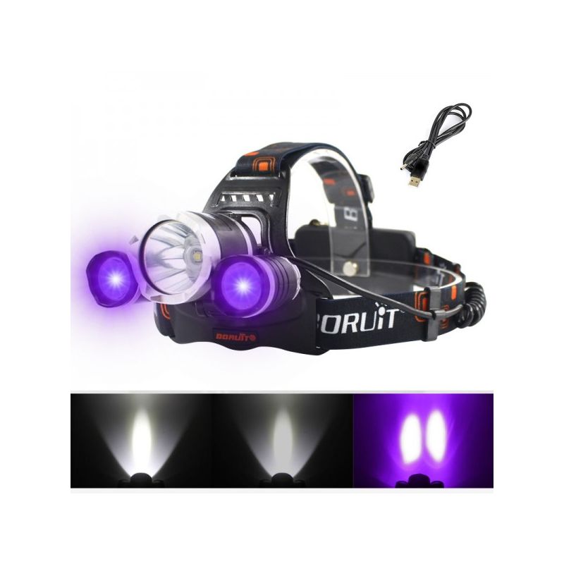 Boruit RJ-3000 LED svetlomet T6 biele svetlo odolný vodotesný dizajn jasnosť 1000 lúmenov na turistiku