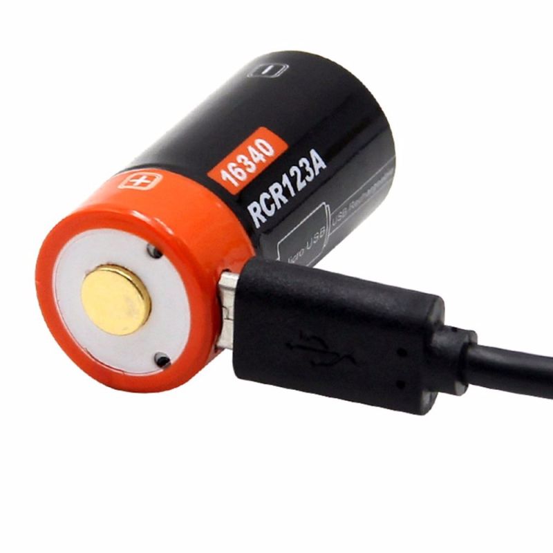 Nabíjateľná 16340 650mAh Micro USB Li-ion batéria Ekologická batéria pre elektronické zariadenia