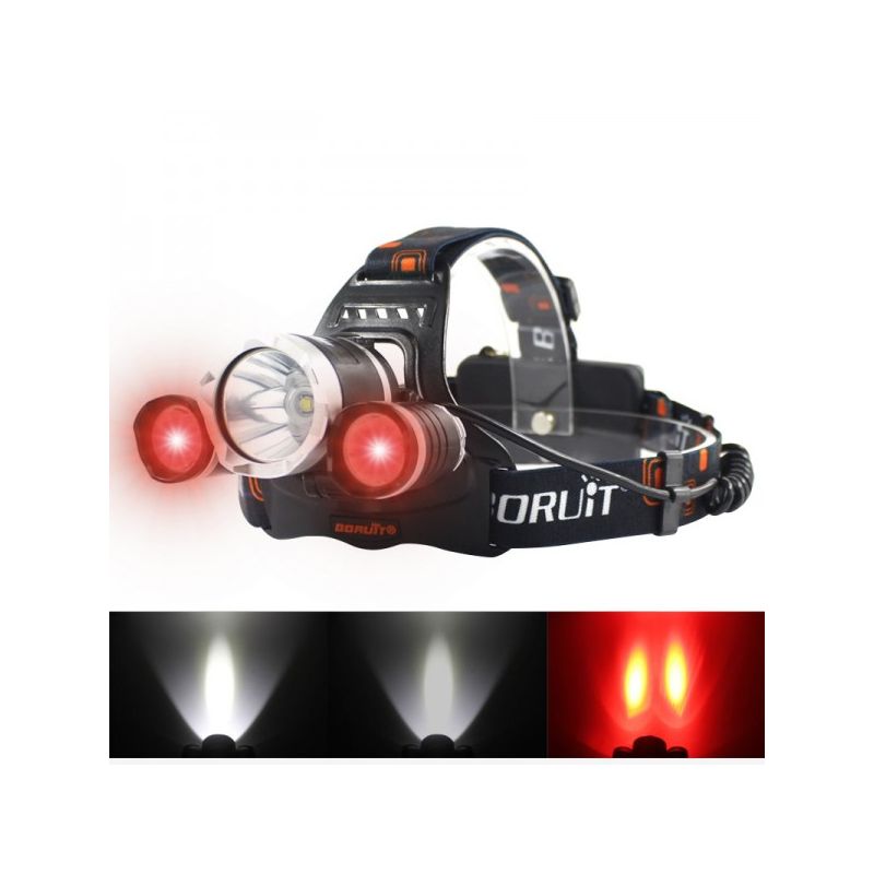 Boruit RJ-3000 LED svetlomet T6 biele svetlo odolný vodotesný dizajn jasnosť 1000 lúmenov na turistiku