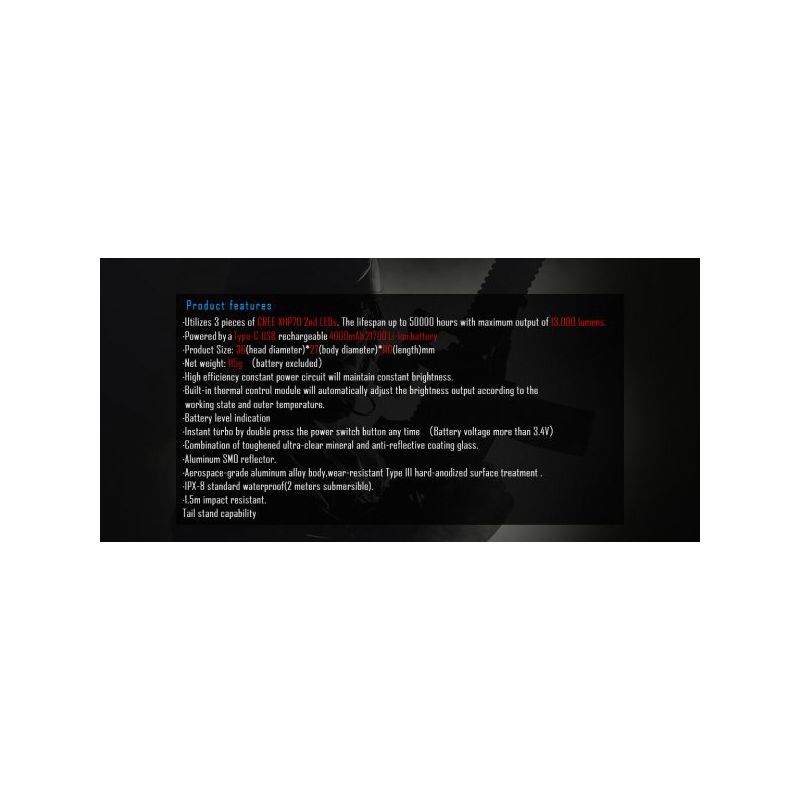 IMAlENT MS03 XHP70 baterka ultra-jasné svietidlo 13000 lúmenov 324 metrov dosah outdoorové svietidlo