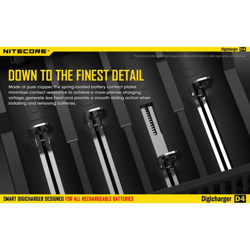 Nitecore D4 DIGICHARGER inteligentná nabíjačka s LCD displejom pre Li-ion 18650 a 26650 batérie bezpečnosť