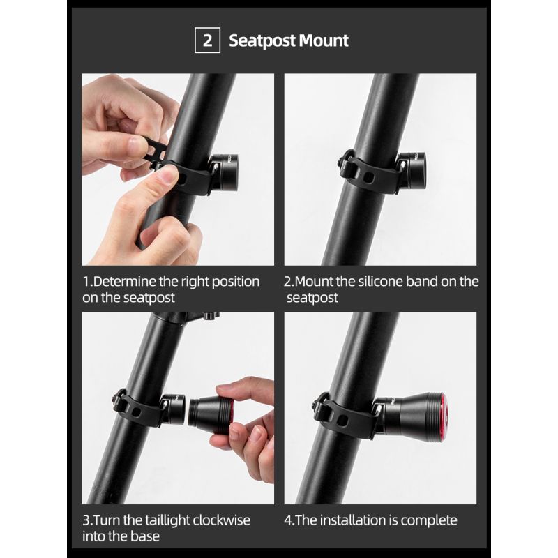 ROCKBROS Q5 inteligentné svetlo na bicykel IPx6 vodotesné s automatickým brzdovým senzorom LED zadné svetlo