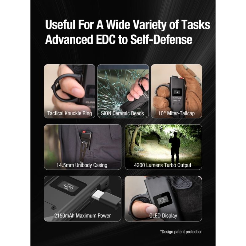 Klarus X1 Ultratenká 4200LM SST-70 EDC Taktická Baterka - Kemping, Turistika, Sebaobrana s Turbo/SOS Režimom