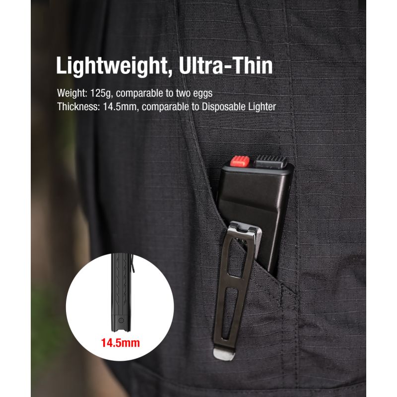 Klarus X1 Ultratenká 4200LM SST-70 EDC Taktická Baterka - Kemping, Turistika, Sebaobrana s Turbo/SOS Režimom