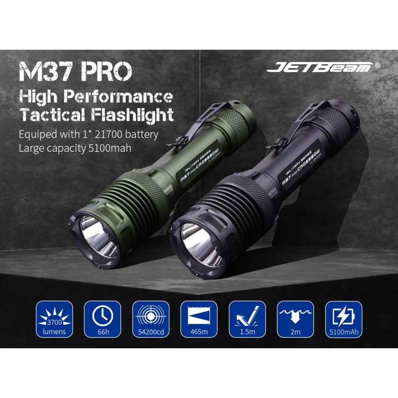 JETBEAM M37 PRO Taktická Baterka 3700lm | 340m Dosvit | 48h Výdrž | Zirkónový Rozbíjač Okien