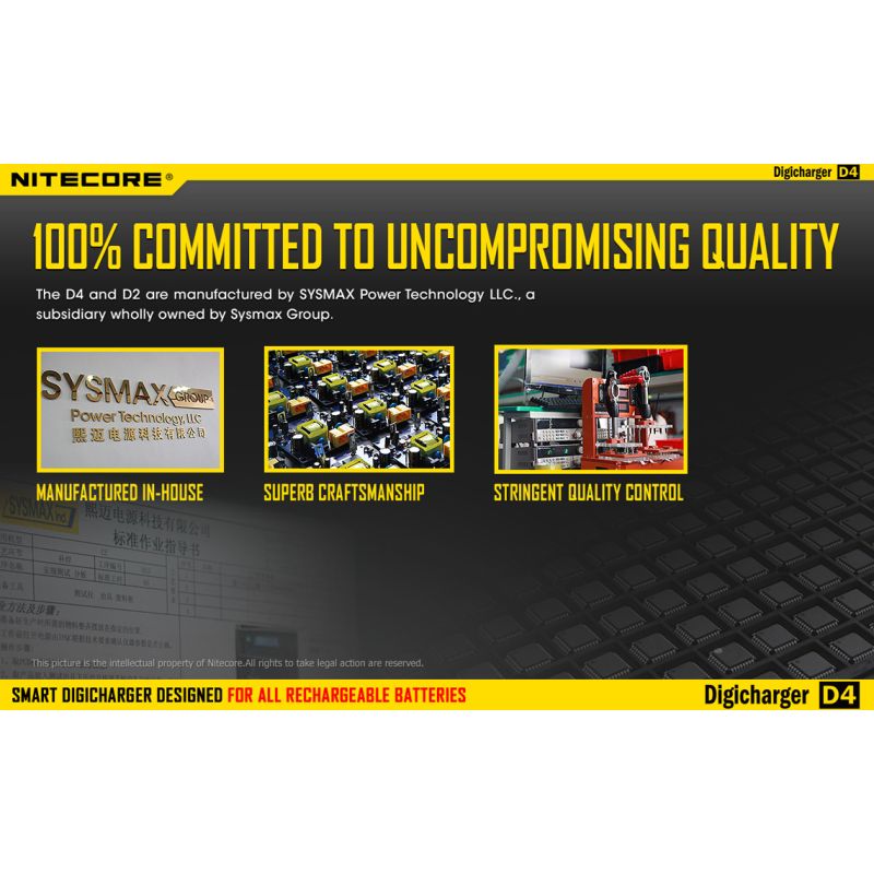 Nitecore D4 DIGICHARGER inteligentná nabíjačka s LCD displejom pre Li-ion 18650 a 26650 batérie bezpečnosť
