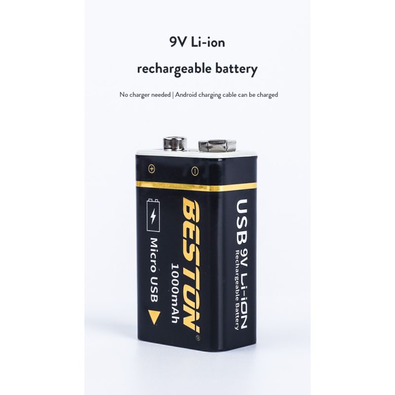 Beston 9V batéria 1000mAh lítiová micro USB nabíjateľná batéria pre RC modely ekologická voľba