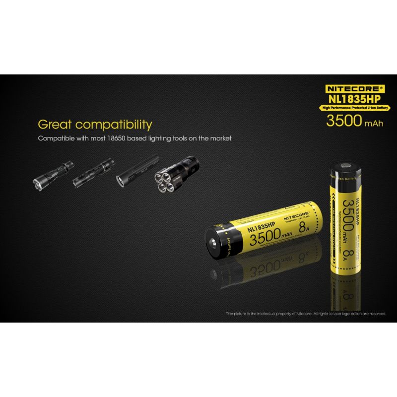 Nitecore NL1835HP vysokovýkonná 18650 batéria výnimočná kapacita 3500mAh pre vysoké odtokové zariadenia