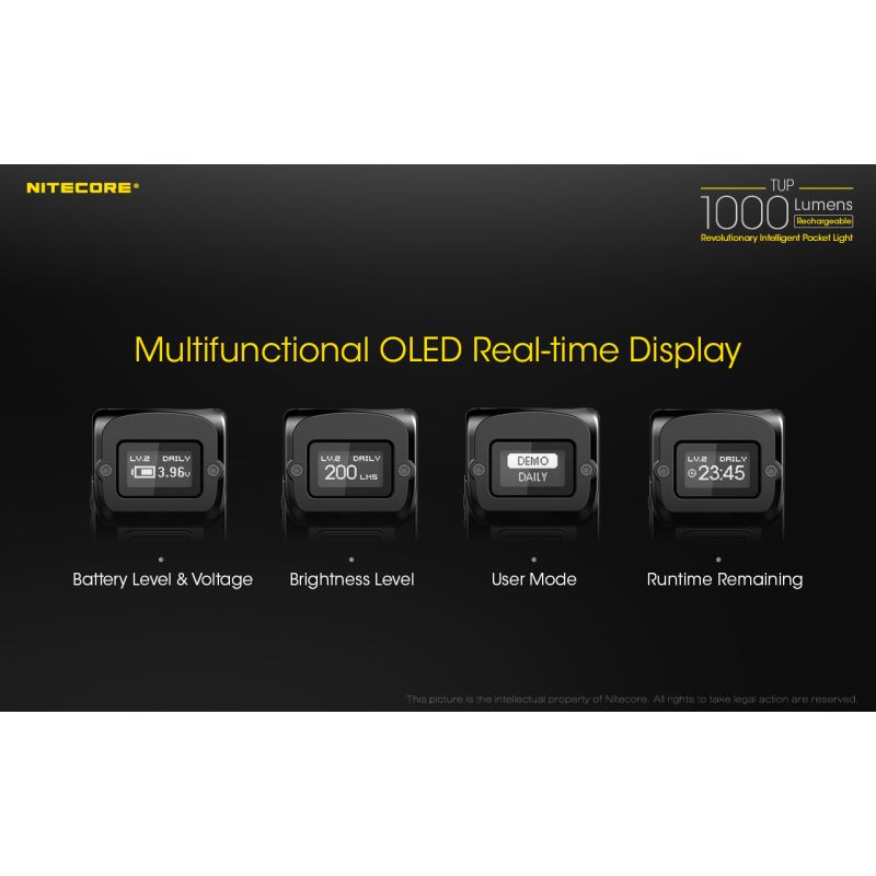 Kompaktná LED baterka Nitecore TUP XP-L HD V6 1000 lúmenov s OLED displejom USB nabíjanie turistický doplnok