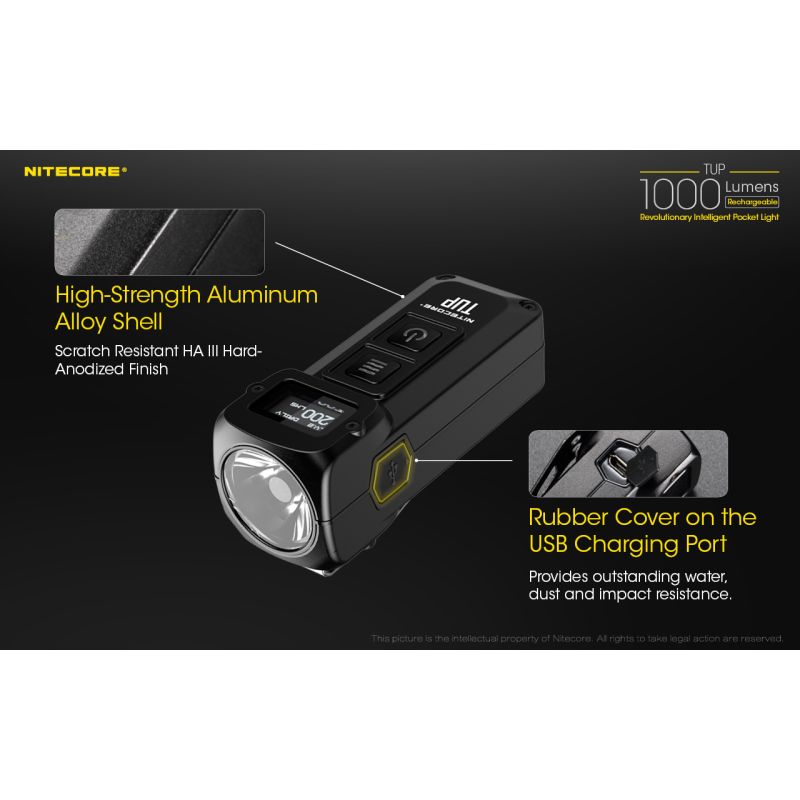 Kompaktná LED baterka Nitecore TUP XP-L HD V6 1000 lúmenov s OLED displejom USB nabíjanie turistický doplnok