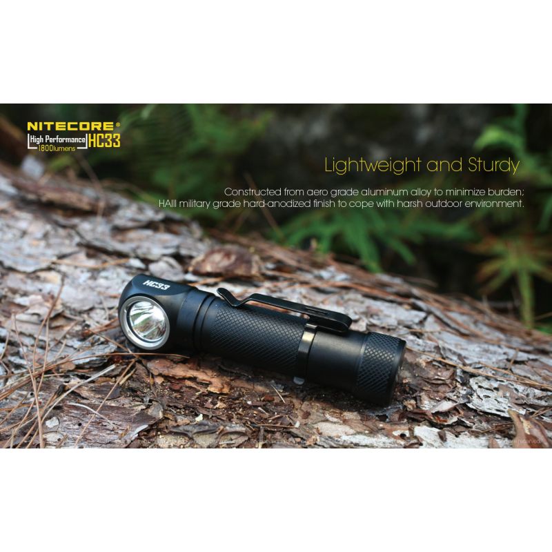 Nitecore HC33 nastaviteľný nabíjateľný svetlomet 1800 lumenov ľahký LED svetlomet pre kempingové vybavenie