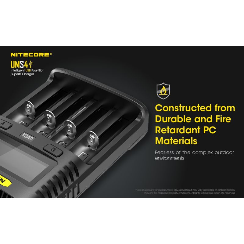 Nitecore UMS4 inteligentná USB nabíjačka so štyrmi slotmi pre 18650 21700 rýchle nabíjanie a USB-C vstup