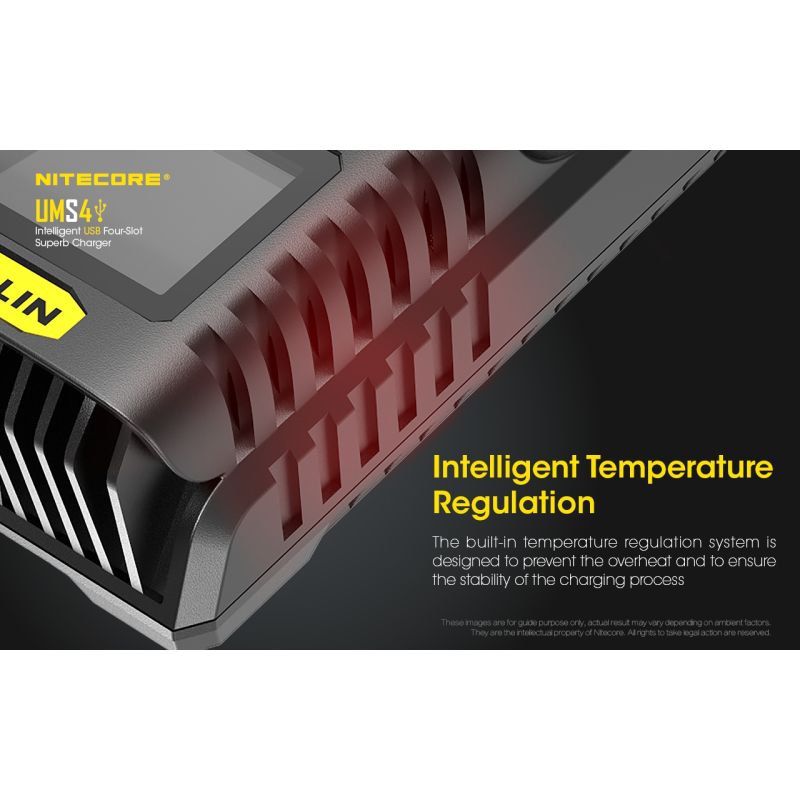 Nitecore UMS4 inteligentná USB nabíjačka so štyrmi slotmi pre 18650 21700 rýchle nabíjanie a USB-C vstup