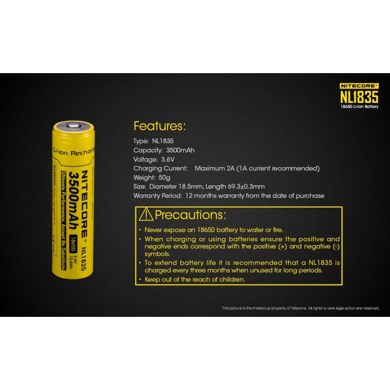 Objavte Nitecore 18650 NL1835 3500 mAh Li-ion batériu pre spoľahlivý výkon a dlhotrvajúcu energiu v kompaktnom dizajne