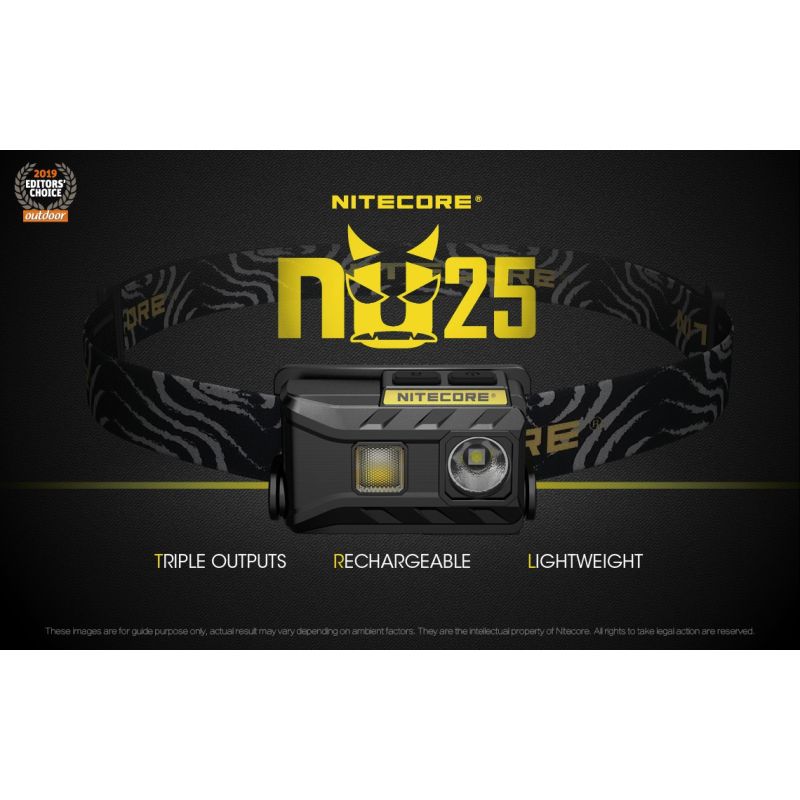 Nitecore NU25 ľahký LED svetlomet XP-G2 S3 LED 360 lúmenov pre vybavenie na kempovanie nabíjateľný svetlomet