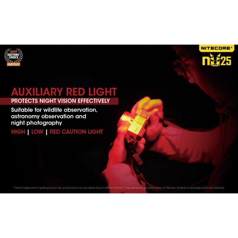 Nitecore NU25 ľahký LED svetlomet XP-G2 S3 LED 360 lúmenov pre vybavenie na kempovanie nabíjateľný svetlomet