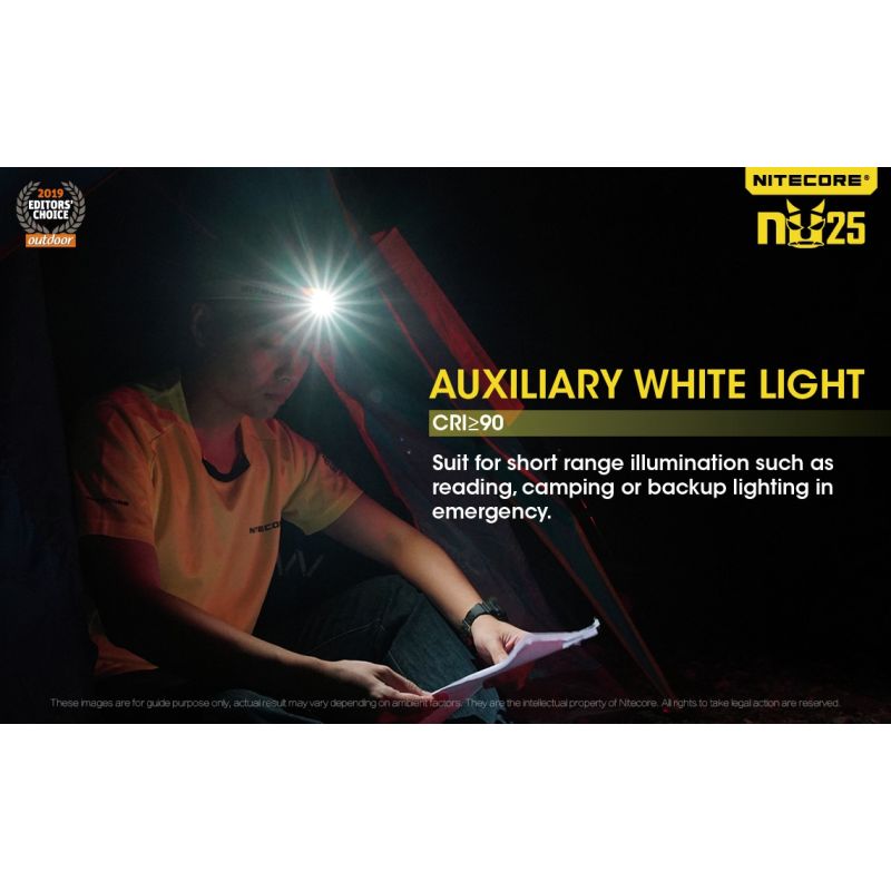 Nitecore NU25 ľahký LED svetlomet XP-G2 S3 LED 360 lúmenov pre vybavenie na kempovanie nabíjateľný svetlomet