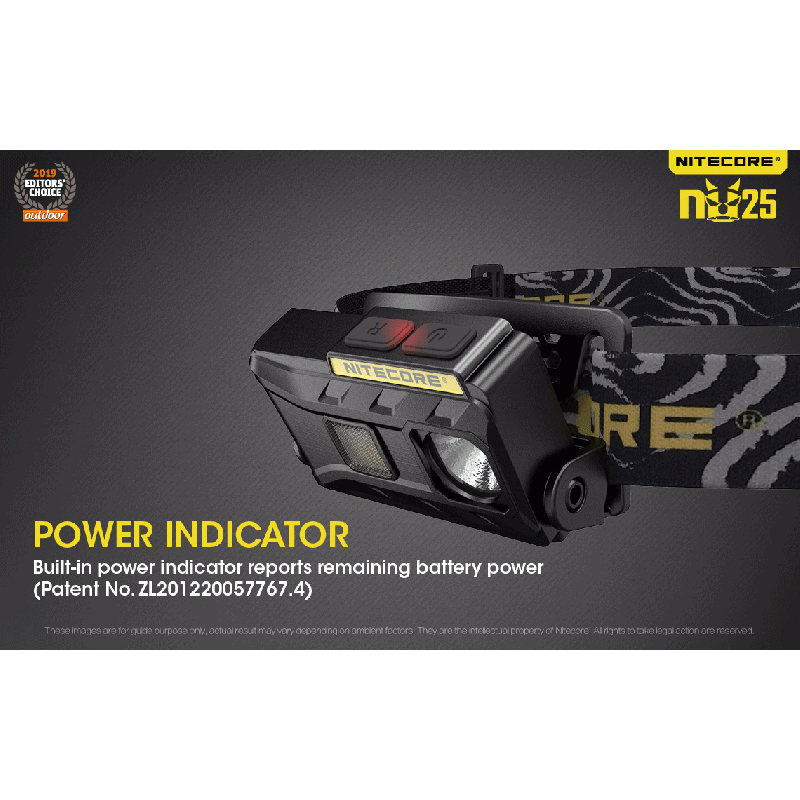 Nitecore NU25 ľahký LED svetlomet XP-G2 S3 LED 360 lúmenov pre vybavenie na kempovanie nabíjateľný svetlomet