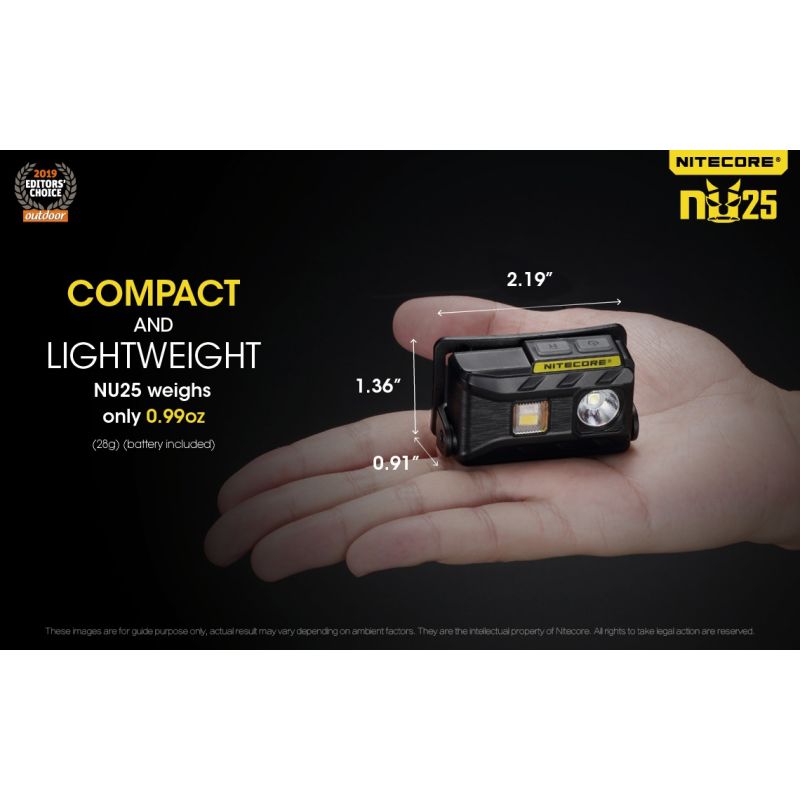 Nitecore NU25 ľahký LED svetlomet XP-G2 S3 LED 360 lúmenov pre vybavenie na kempovanie nabíjateľný svetlomet