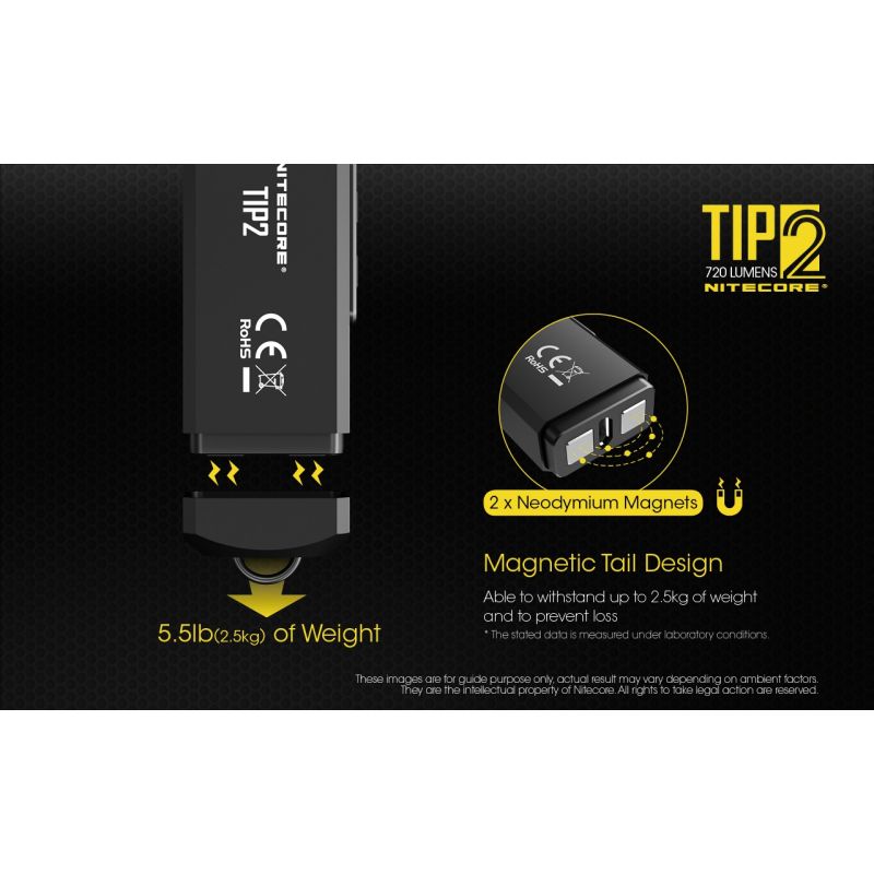 LED baterka Nitecore TIP2 XP-G3 720 lúmenov kompaktný dizajn pre outdoorové náradie USB nabíjateľná