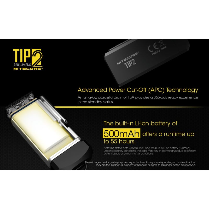 LED baterka Nitecore TIP2 XP-G3 720 lúmenov kompaktný dizajn pre outdoorové náradie USB nabíjateľná