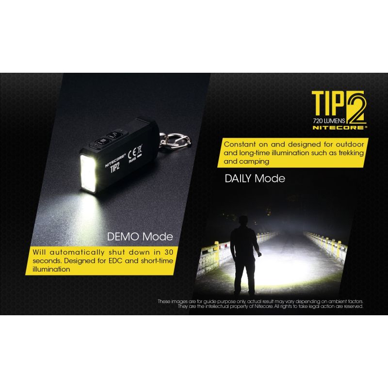 LED baterka Nitecore TIP2 XP-G3 720 lúmenov kompaktný dizajn pre outdoorové náradie USB nabíjateľná