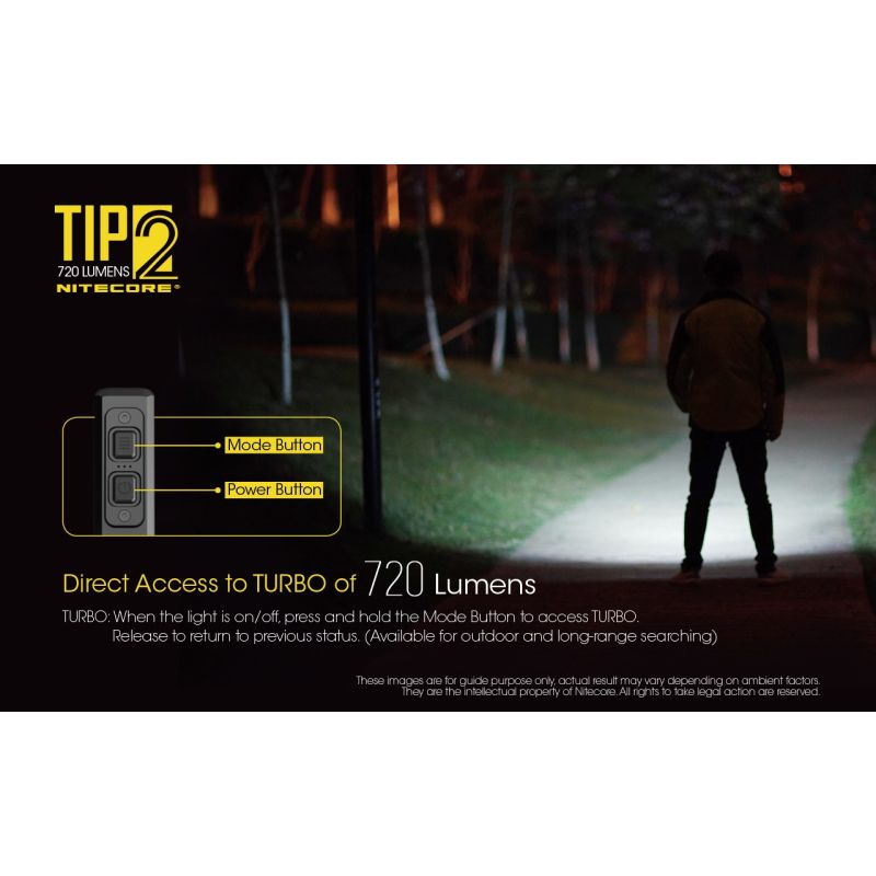 LED baterka Nitecore TIP2 XP-G3 720 lúmenov kompaktný dizajn pre outdoorové náradie USB nabíjateľná