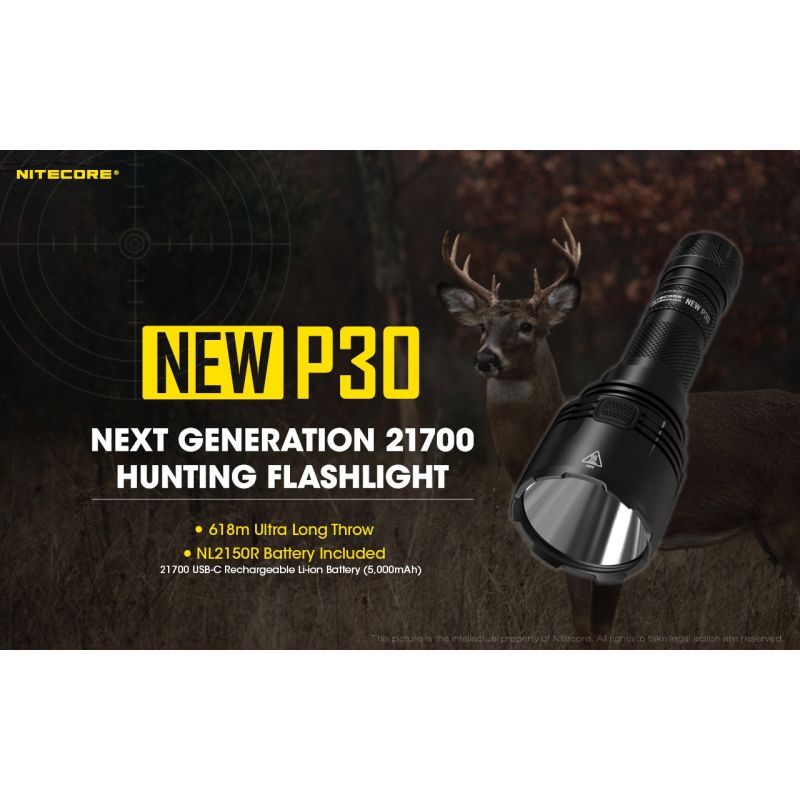 Nitecore P30 XP-L HI V3 LED viac režimov 1000 lúmenov ľahká vonkajšia baterka dosah lúča 618 metrov