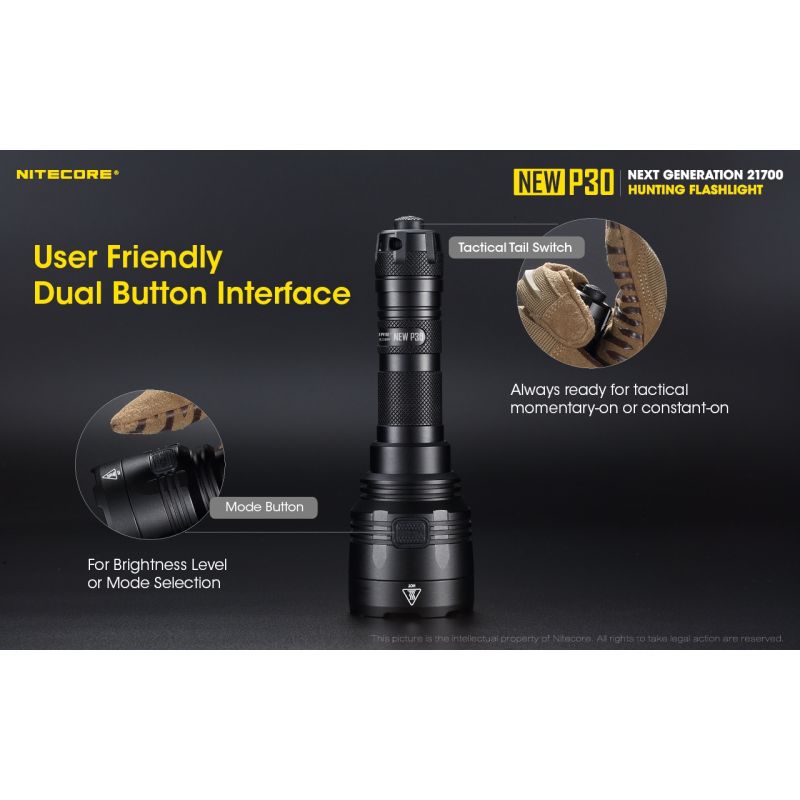 Nitecore P30 XP-L HI V3 LED viac režimov 1000 lúmenov ľahká vonkajšia baterka dosah lúča 618 metrov