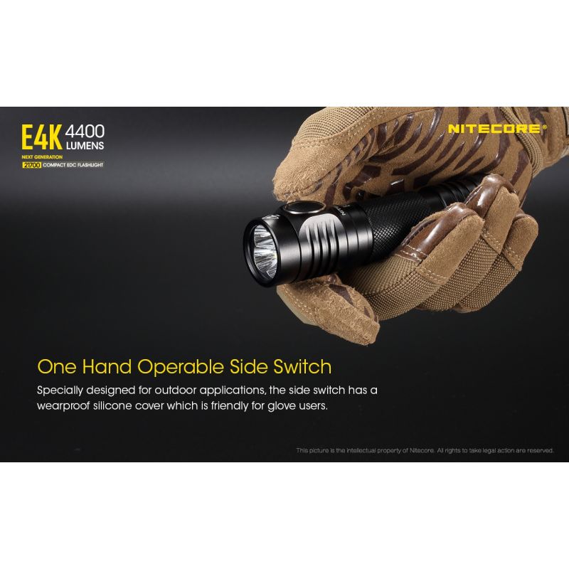 Objavte Nitecore E4K EDC svietidlo 4400 lúmenov s IP68 hodnotením ideálne na osobnú bezpečnosť a vonkajšie osvetlenie