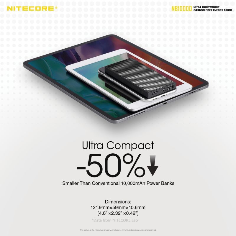 NITECORE NB10000 Power Bank 10000mAh Ľahká Duálny port USB USB-C Rýchle nabíjanie iPhone 11 Samsung S10