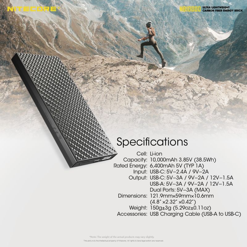 NITECORE NB10000 Power Bank 10000mAh Ľahká Duálny port USB USB-C Rýchle nabíjanie iPhone 11 Samsung S10