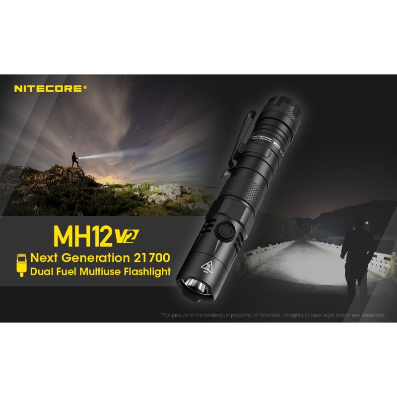 Nitecore MH12 V2 XP-L2 V6 LED baterka 1200 lúmenov kompaktná kempingová baterka 21700 batéria vonkajšie osvetlenie
