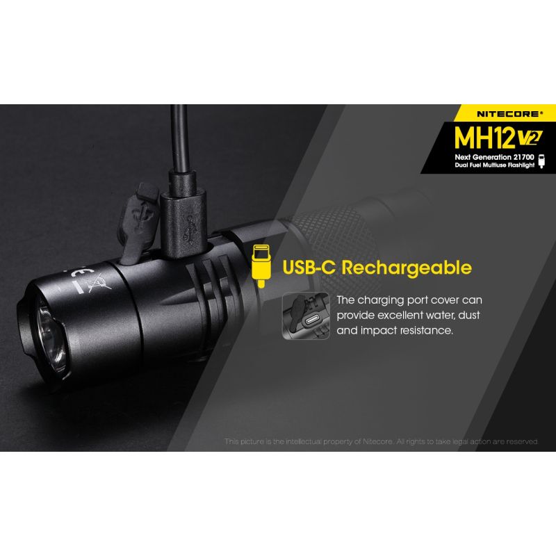 Nitecore MH12 V2 XP-L2 V6 LED baterka 1200 lúmenov kompaktná kempingová baterka 21700 batéria vonkajšie osvetlenie
