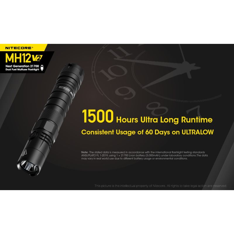 Nitecore MH12 V2 XP-L2 V6 LED baterka 1200 lúmenov kompaktná kempingová baterka 21700 batéria vonkajšie osvetlenie