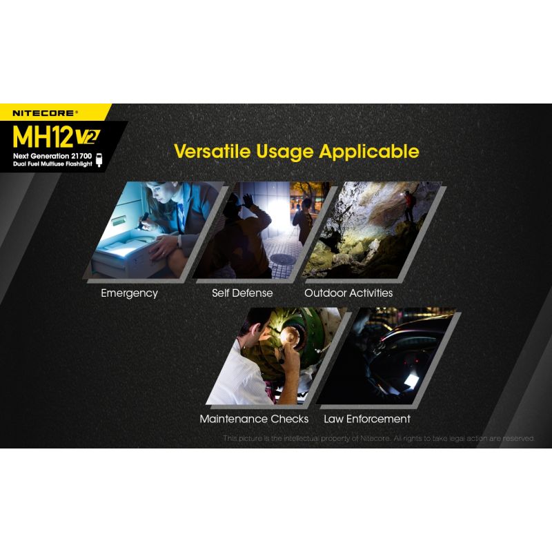 Nitecore MH12 V2 XP-L2 V6 LED baterka 1200 lúmenov kompaktná kempingová baterka 21700 batéria vonkajšie osvetlenie