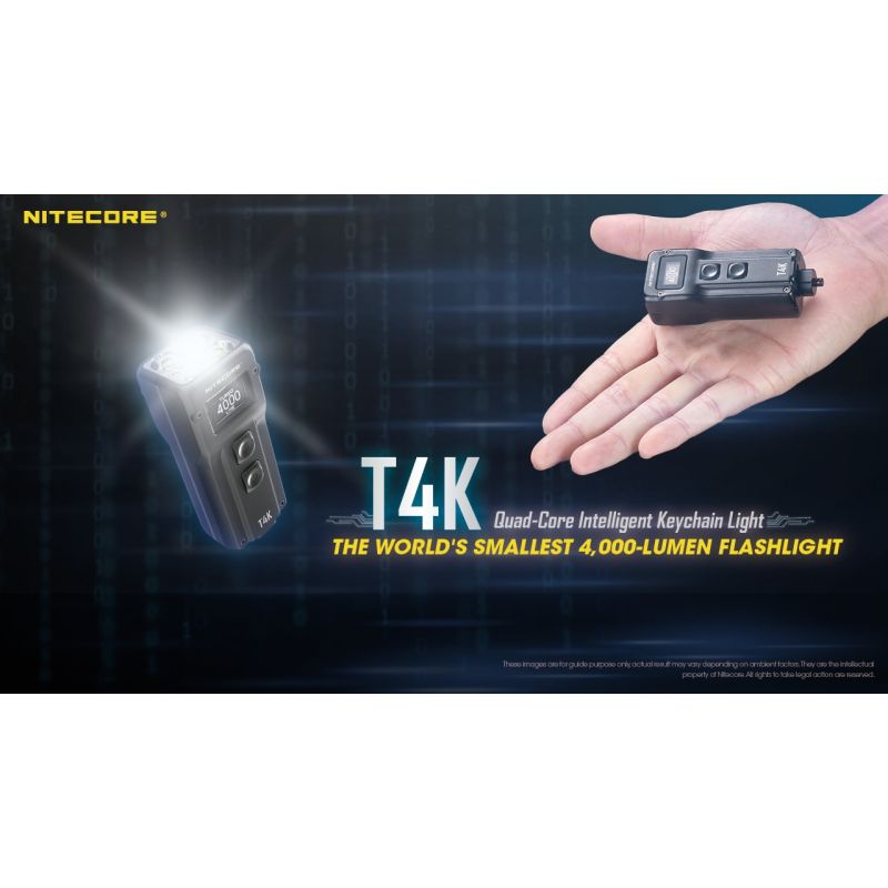Nitecore T4K prenosná kľúčenka baterka 4000 lúmenov XP-L2 V6 LED USB-C pre vonkajšie osvetlenie a nosenie