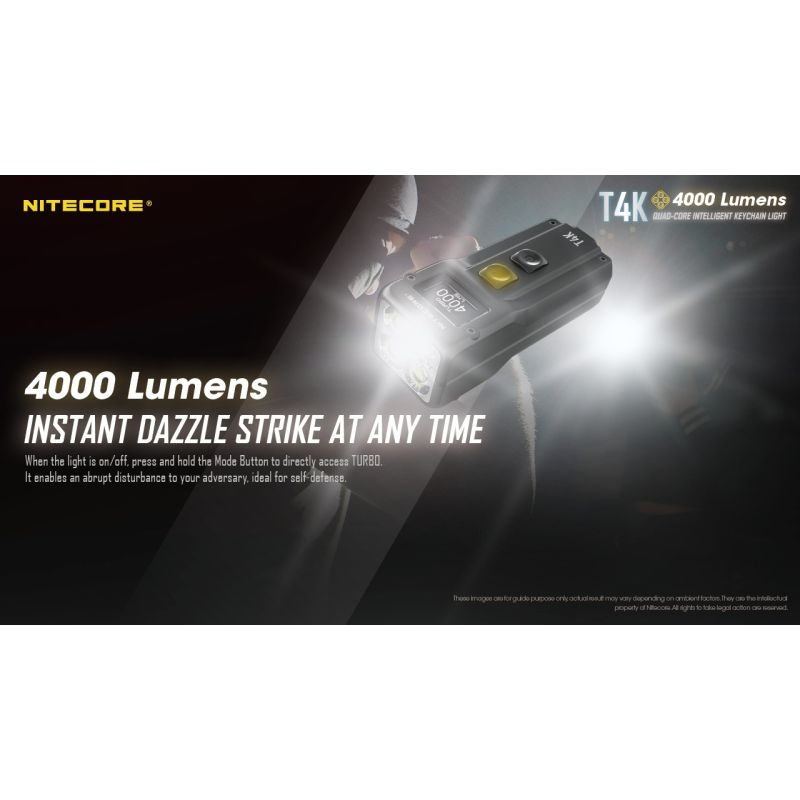 Nitecore T4K prenosná kľúčenka baterka 4000 lúmenov XP-L2 V6 LED USB-C pre vonkajšie osvetlenie a nosenie