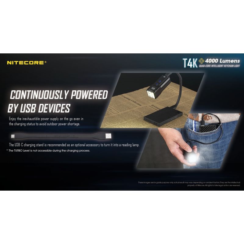 Nitecore T4K prenosná kľúčenka baterka 4000 lúmenov XP-L2 V6 LED USB-C pre vonkajšie osvetlenie a nosenie
