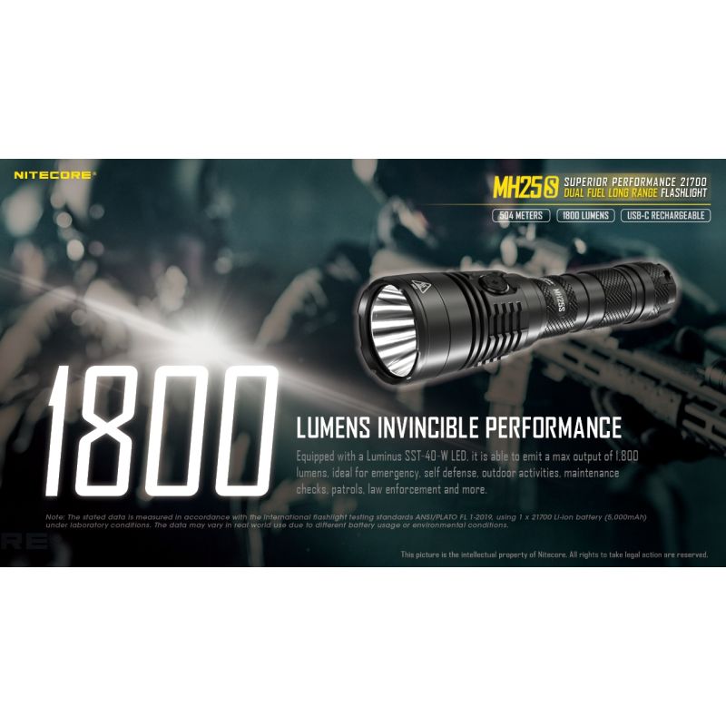 Nitecore MH25S LED baterka s Luminus SST-40 1800 lúmenov USB-C nabíjateľná ideálna pre kemping a outdoor
