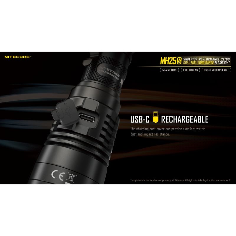 Nitecore MH25S LED baterka s Luminus SST-40 1800 lúmenov USB-C nabíjateľná ideálna pre kemping a outdoor