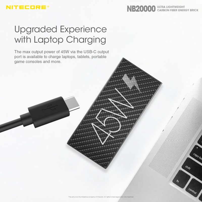 Robustná Nitecore NB20000 QC 20000mAh ľahká prenosná nabíjačka rýchle nabíjanie USB-C viacportová energia