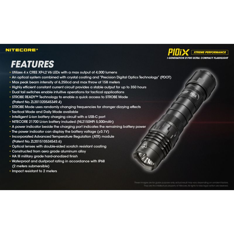 Nitecore P10iX ultra-jasná LED baterka 4000 lúmenov s dosahom 158m spoľahlivá taktická baterka