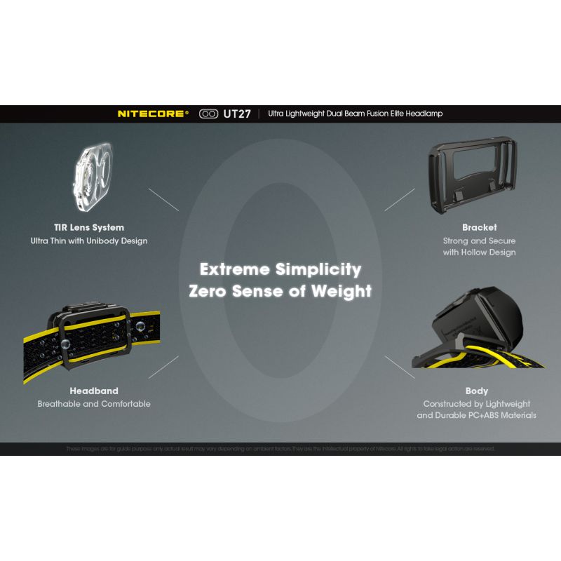 Nitecore UT27 čelovka 520 lúmenov predné svetlo pre nočné dobrodružstvo robustný dizajn všestranné režimy