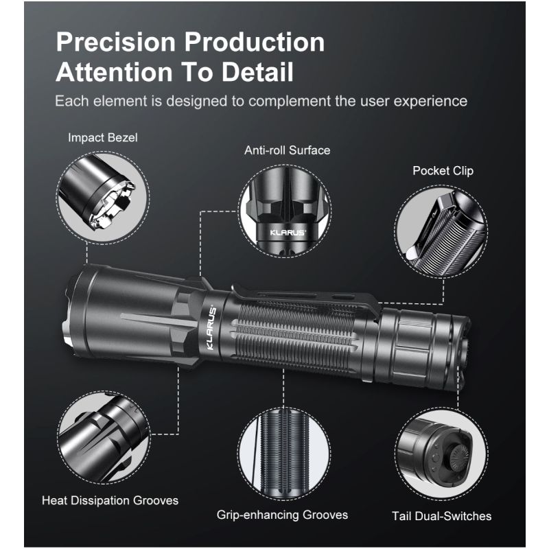 Klarus XT11GT PRO V2.0 vysoký lúmen USB-C nabíjateľná baterka Luminus SST-70 3300 lúmenov outdoorové vybavenie