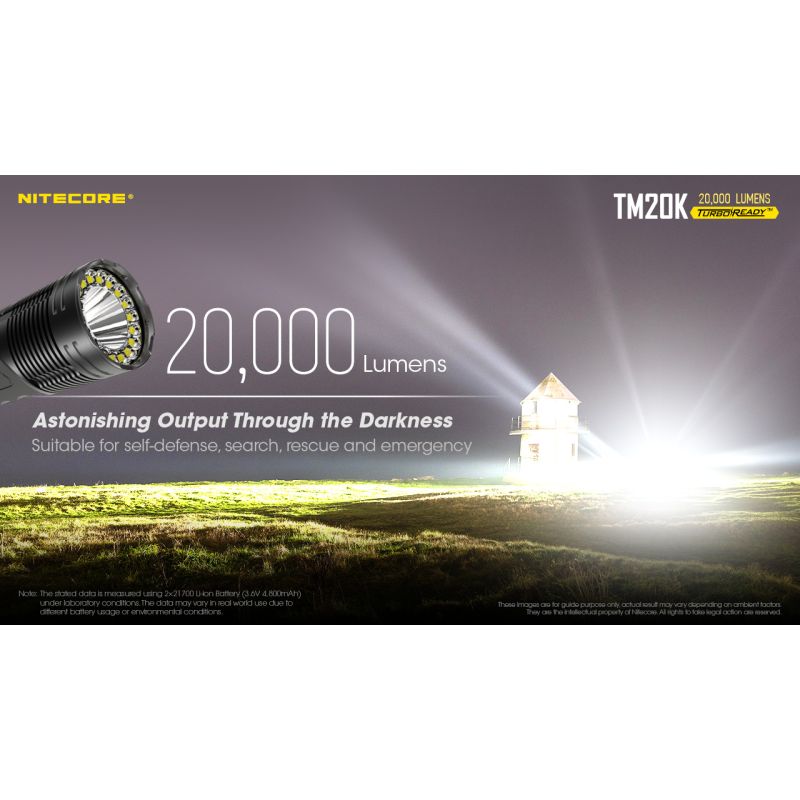 Nitecore TM20K výkonná baterka LED 20 000 lúmenov ľahká a nabíjateľná USB-C ideálna na pátranie a záchranu