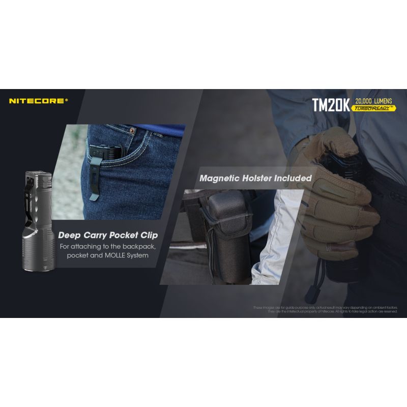 Nitecore TM20K výkonná baterka LED 20 000 lúmenov ľahká a nabíjateľná USB-C ideálna na pátranie a záchranu