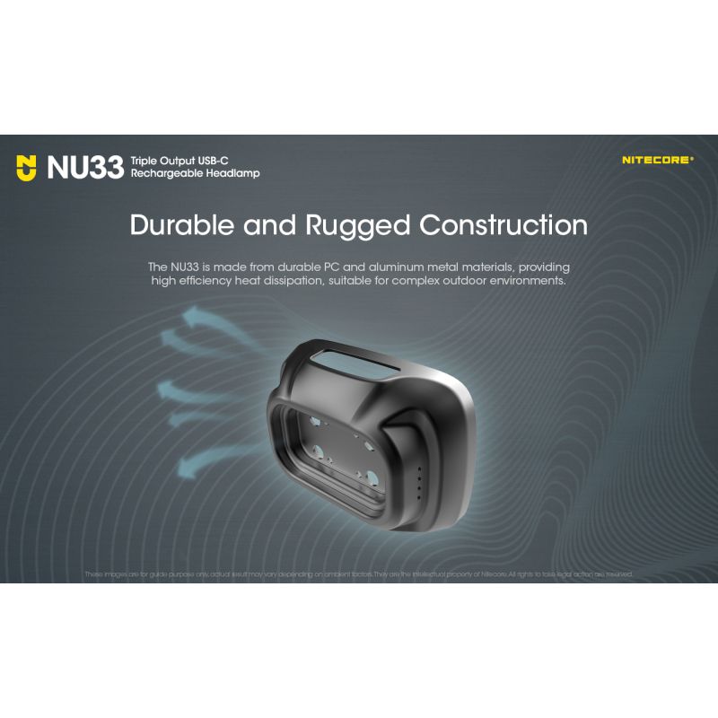 Ľahká Nitecore NU33 USB-C nabíjateľná čelovka 700LM pre kemping vysoké CRI LED odolná a vodotesná