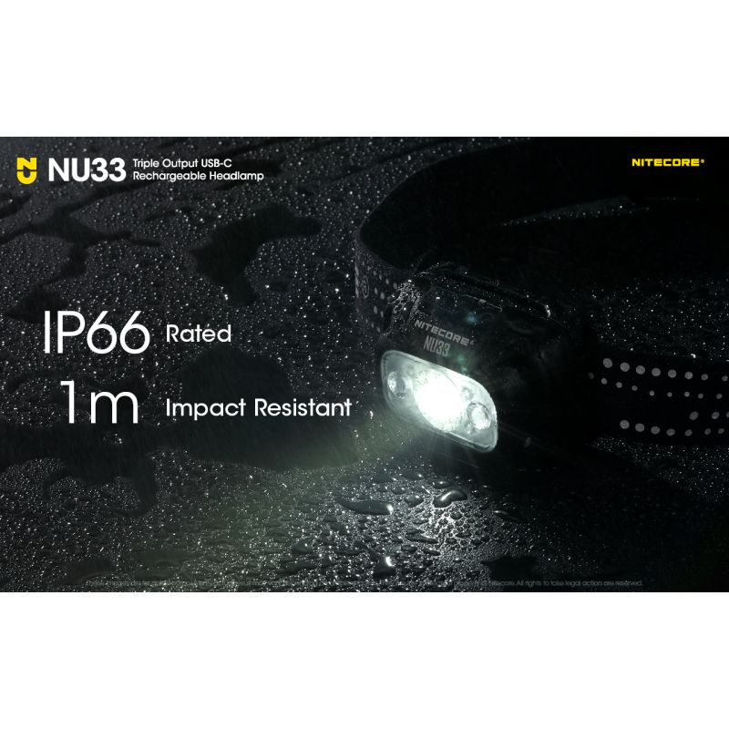 Ľahká Nitecore NU33 USB-C nabíjateľná čelovka 700LM pre kemping vysoké CRI LED odolná a vodotesná